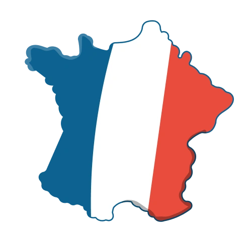 Carte de la France aux couleurs du drapeau français